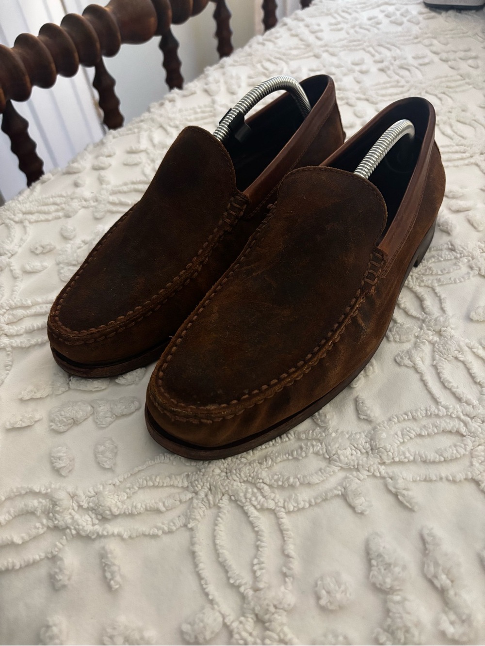 Men's Brown Suede Slip-On Loafers - Casual Dress Moc Toe